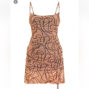 Nude Ruched Mini Dress
